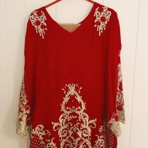 Royal red chiffon pakistani kameez shalwar